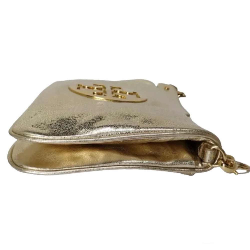 SOLD!!Tory Burch Metallic Gold Leather Reva Chain Shoulder Bag / Clutch w/ COA - Picture 11 of 16